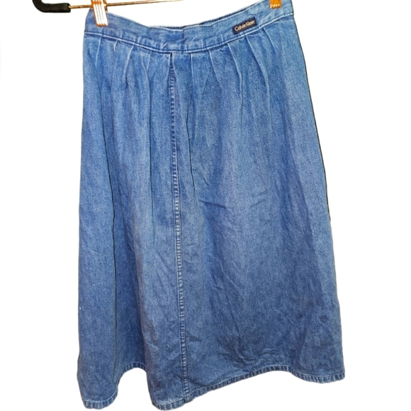 Calvin Klein Blue Denim Midi Skirt - Picture 2 of 6